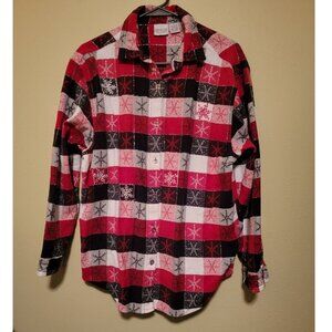 Carolina Colours Women's Plaid Long Sleeve Button Up Shirt Size Large